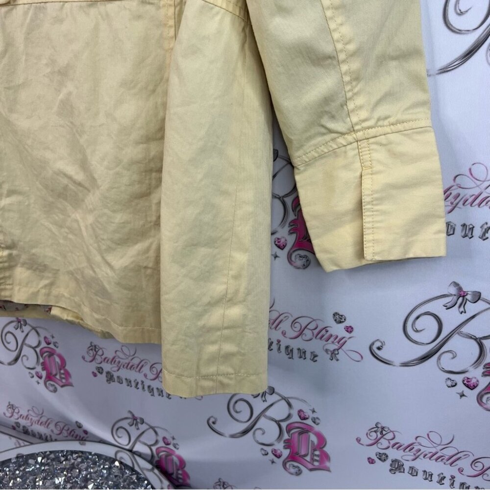 Pbi jacket coat pastel light Yellow Trench Coat button up floral interior - Picture 12 of 15